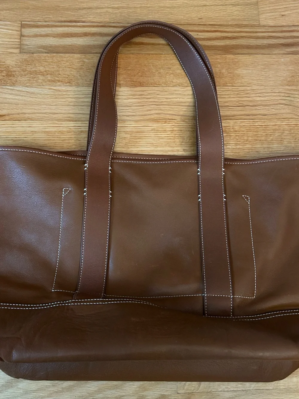 J. Crew Medium Montauk Leather Tote Bag in Rich Oak - Picture 13 of 16